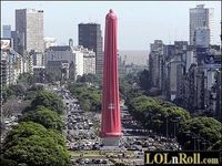 Condom on the Buenos Aires Obelisco.